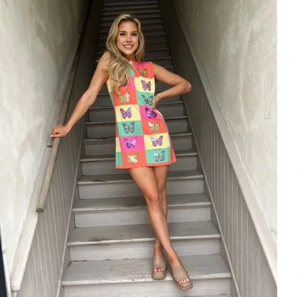 QUEEN OF SPARKLES QOS Colorful Butterfly Print Dress - Picture 2 of 11